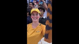 Brazilian fan in Qatar dancing during the group league matches of the FIFA World Cup to the beats of Indian music at a metro station in Doha