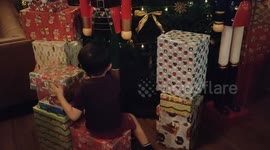 Adorable 4-year-old can't wait for Christmas gift exchange