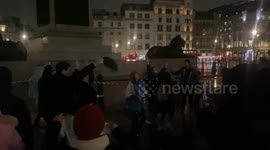 Argentina fans celebrate world cup victory in Trafalgar Square