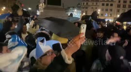 Argentina fans celebrate World Cup victory, in London's Trafalgar Square