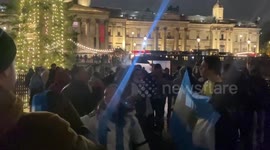 Argentinians in London brave cold to celebrate World Cup win in Trafalgar Square