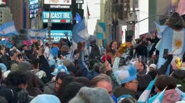 World Cup: Times Square a sea of blue and white as Argentina fans in New York celebrate win over France