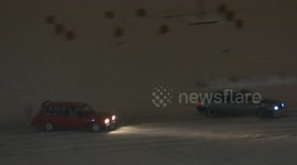 Russian synchronized figure skating on the cars in St Petersburg, Russia