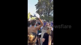 Fans in Buenos Aires dance on top of bus stop as Argentina win World Cup