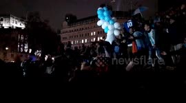 Partying Argentina fans take over London’s Trafalgar Square after World Cup glory