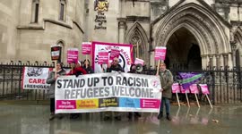 Protesters gather as UK court to rule on if deportation flights to Rwanda can restart