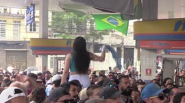 Brazilians of Sao Paulo support Argentina in World Cup final