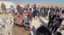 Sven Kühn von Burgsdorff, European Union Representative and ambassadors visit Asfi School, was demolished by Israeli forces