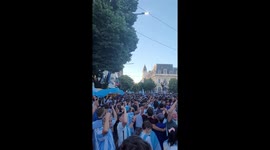 Argentinian fans celebrating the 2022 FIFA world cup championship in the city of La Plata, Buenos Aires.