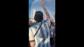 Argentinian fans celebrating the 2022 FIFA world cup championship in the city of La Plata, Buenos Aires.