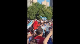Argentinian fans celebrating the 2022 FIFA world cup championship in the city of La Plata, Buenos Aires.
