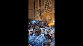 Argentinian fans celebrating the 2022 FIFA world cup championship in the city of La Plata, Buenos Aires.