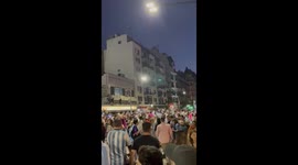 Argentinian fans celebrating the 2022 FIFA world cup championship in the city Buenos Aires.