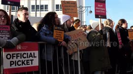 Singing Nurses on the Picket Line with satirical carols at Leeds General Infirmary during the second day of strike action