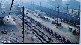 Train carriages topple over and slam into utility pole in northern India