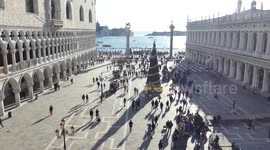 Unique birds Eye Aerial Video Of Venice Christmas Tree and St. Mark's Square Looking Festive