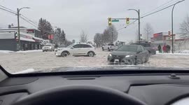 Canada: Vehicles Stuck On Icy Road In Vancouver As Arctic Blast Bears Down