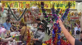 Locals go shopping for Christmas and new Year decorations in Bangkok, Thailand