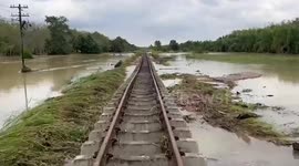 Train tracks damaged from flash floods as storms kill three in southern Thailand