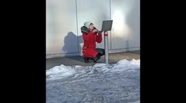 Due to the lack of electricity in Kyiv, the teacher held an online lesson right down the street