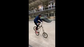 Crazy BMX Biker with funny modified Bike