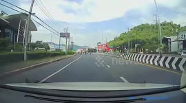 Toilet roof hurtles through air hitting car travelling behind