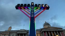 Giant menorah lit up for Chanukah in Trafalgar Square
