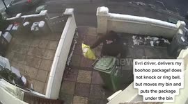 CCTV captures moment Christmas parcel was stolen minutes after Evri driver hid package under the wheelie bin