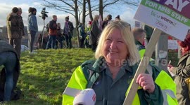 Health care worker talks about problem at the strike in Manchester, UK