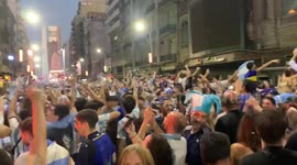Fans singing after World Cup Win in Buenos Aires, Argentina