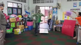 Teachers throw balls at 'active shooter' in bizarre training session following nursery attacks in Thailand