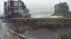 The Barnacle Seafood Restaurant Getting Hit With Waves During Winter Storm Elliott