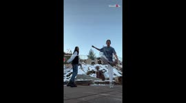 TikTok dance goes wrong - a girl crazily hits her feet!