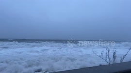 Sea storm in Narragansett, Rhode Island, USA