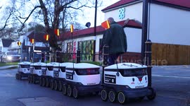Army of robot reindeer seen arriving for work on Christmas Eve in Leeds,UK