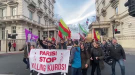 Kurds march to Turkish embassy in London to protest Paris killings