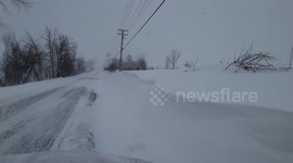 Large Snow Drifts in Quebec During Storm