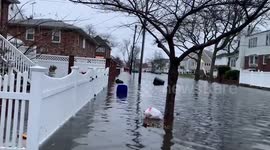 Coastal flooding during powerful winter storm in northeastern US