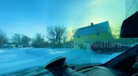 Time lapse video of a Dashcam catching a rare Sundog in Minnesota