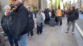 Long queue outside Selfridges store in London as people rush to shop for Boxing Day sales