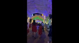 The path leading to the church is 200 meters long and made of 20,000 plastic bags