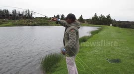 My first fly fishing experience on a Trout fish pond