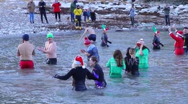 Residents brave chilly waters on Boxing Day in East Yorkshire for annual tradition