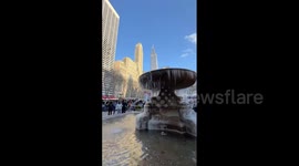 US: Frozen Fountain At NYC’s Bryant Park On Christmas Day