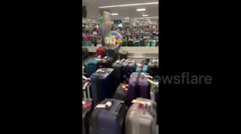 Baggage piles up at airports across the US as flights got cancelled due to severe weather