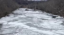 Stunning video of frozen US river amid arctic US weather conditions