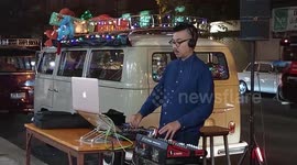 Awesome Volkswagen Beetle classic cars parade to mark Christmas in Thailand