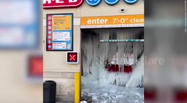 Texas car wash covered in long icicles as massive winter storm brings unusually frigid temperatures