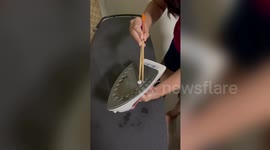 Awesome hack to clean burned flat iron using paracetamol and chopsticks
