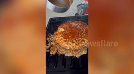 Kitchen fail! Custard cake crumbles when home chef flips it off pan
